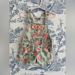 Green Floral toddler overalls size 2T